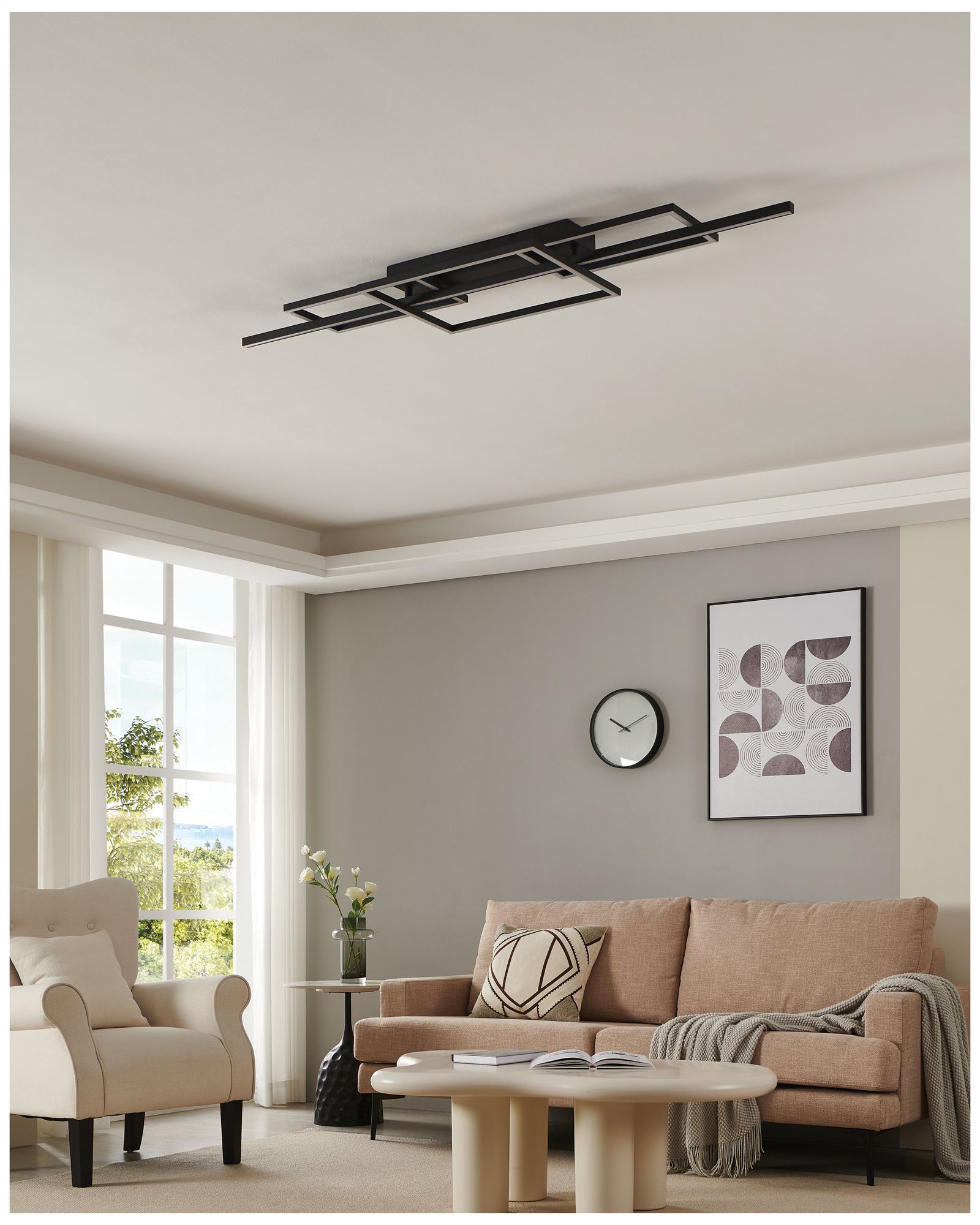 Image 7 Eglo Puebla 59-inch Black 3CCT LED Flush Mount more views