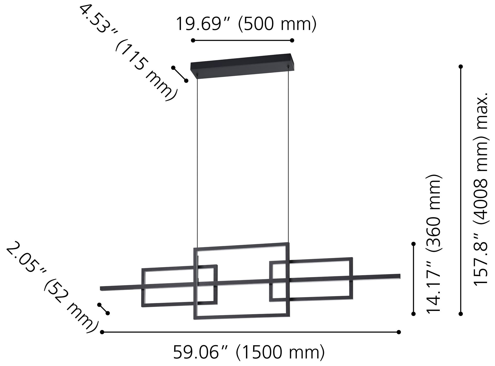 Image 2 Eglo Puebla 59 inch Black 3CCT LED Pendant Light more views