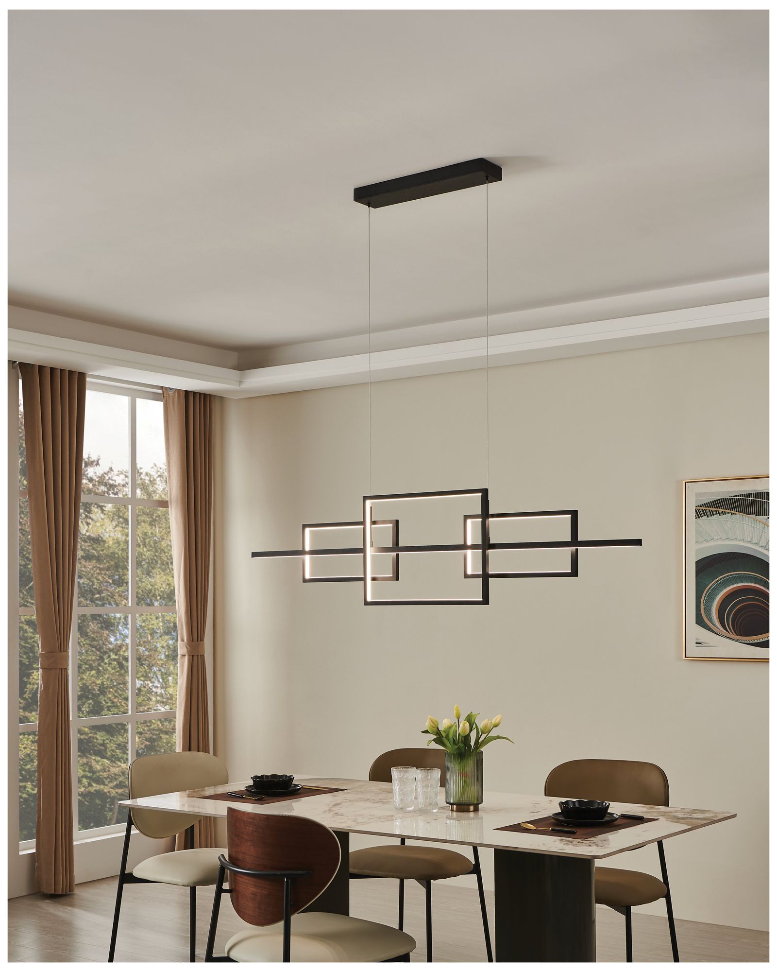 Image 7 Eglo Puebla 59 inch Black 3CCT LED Pendant Light more views
