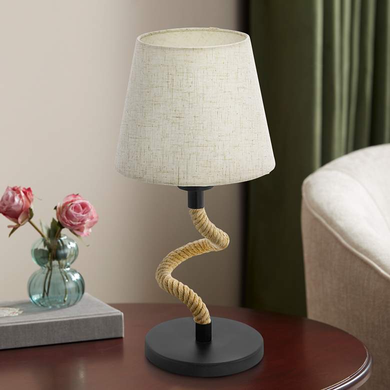 Image 1 Eglo Rampside 15 3/4" High Black and Brown Accent Table Lamp