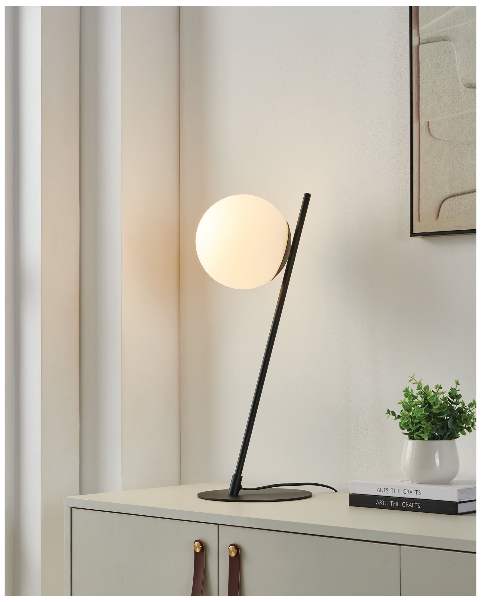 Image 6 Eglo Rondo 4 22 inch Black Table Lamp with White Glass Shade more views