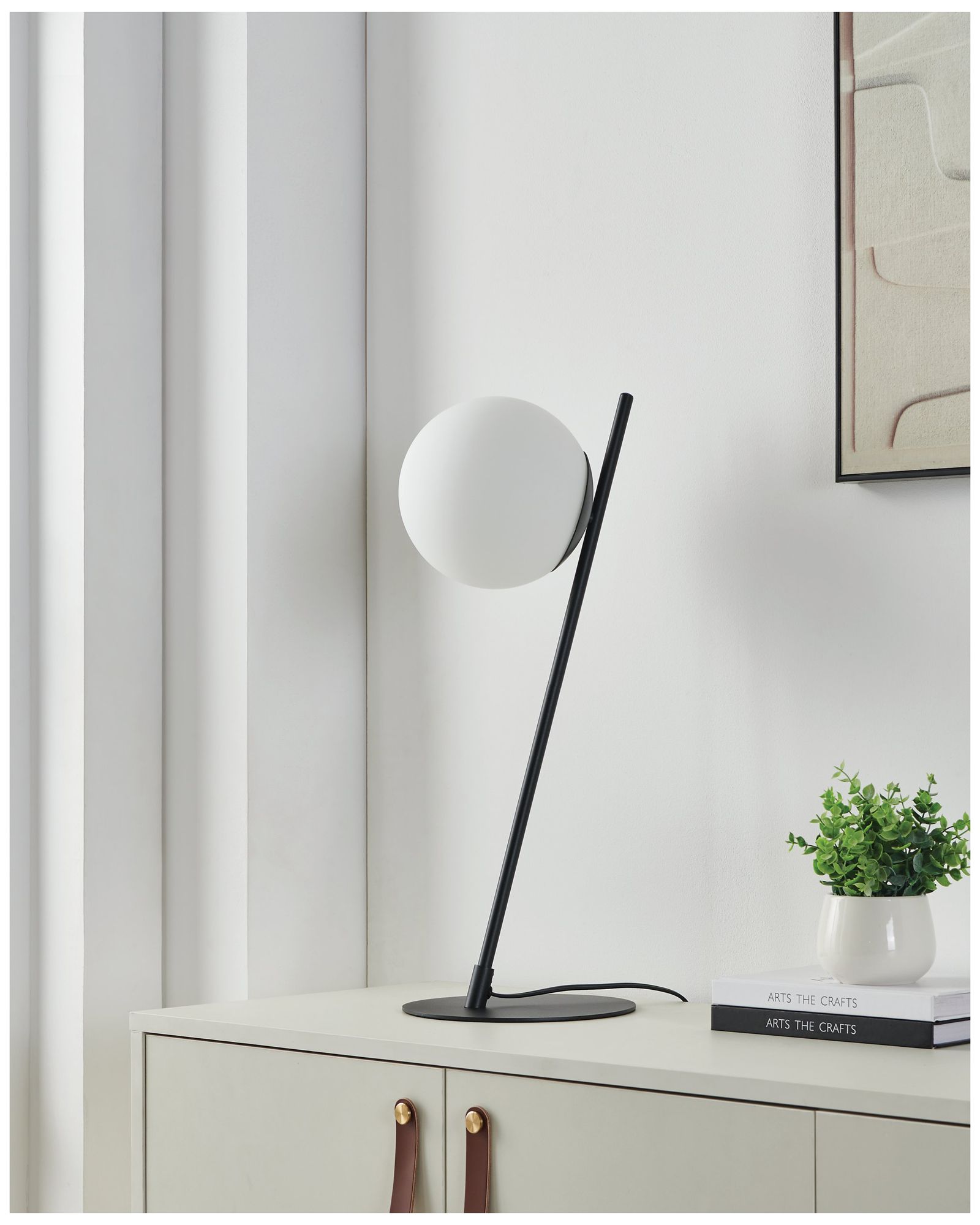 Image 7 Eglo Rondo 4 22 inch Black Table Lamp with White Glass Shade more views