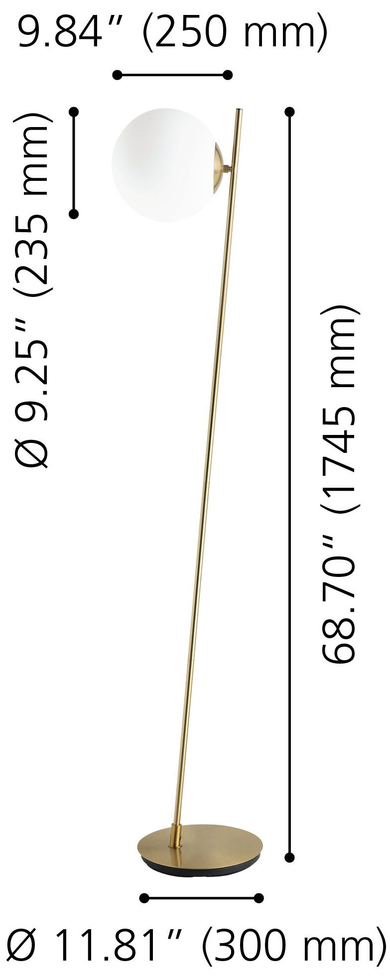 Image 6 Eglo Rondo 4 68-inch Brushed Gold Floor more views