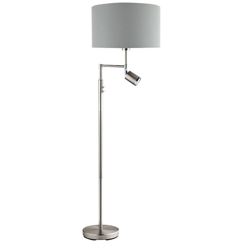 Image 1 Eglo Santander Matte Nickel Metal LED Reading Floor Lamp