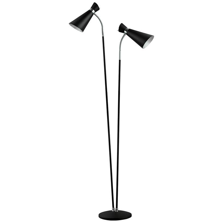 Image 1 Eglo Sardinara Matte Black and Chrome 2-Light Floor Lamp