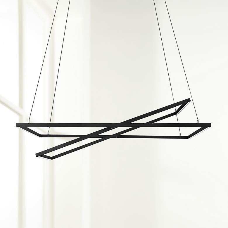 Image 1 Eglo Tamasera 15 3/4 inch Wide Structured Black Modern LED Pendant