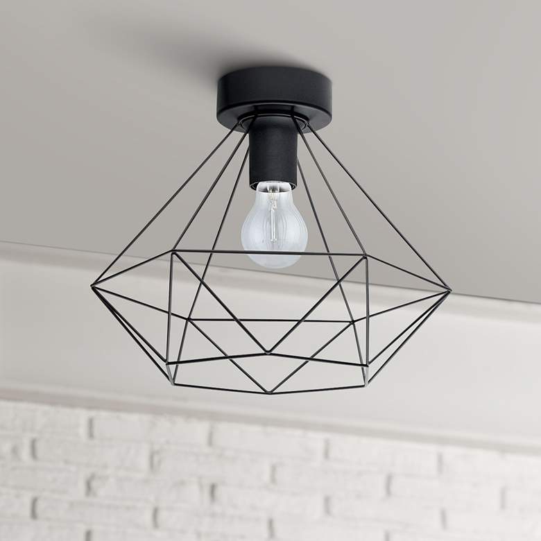 Image 1 Eglo Tarbes 12 3/4" Wide Matte Black Ceiling Light