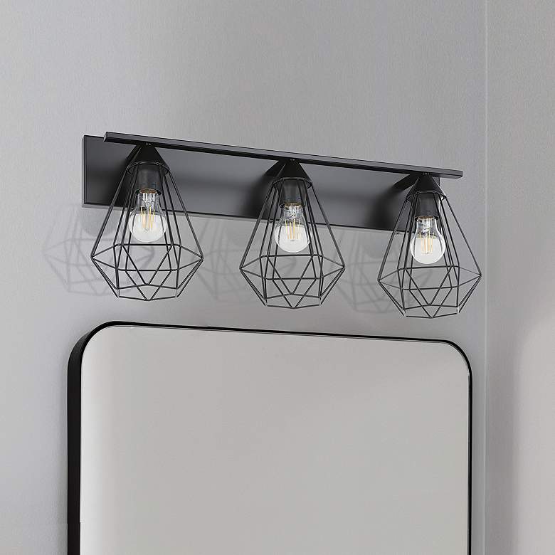 Image 2 Eglo Tarbes 25 1/4" Wide Matte Black 3-Light Bath Light