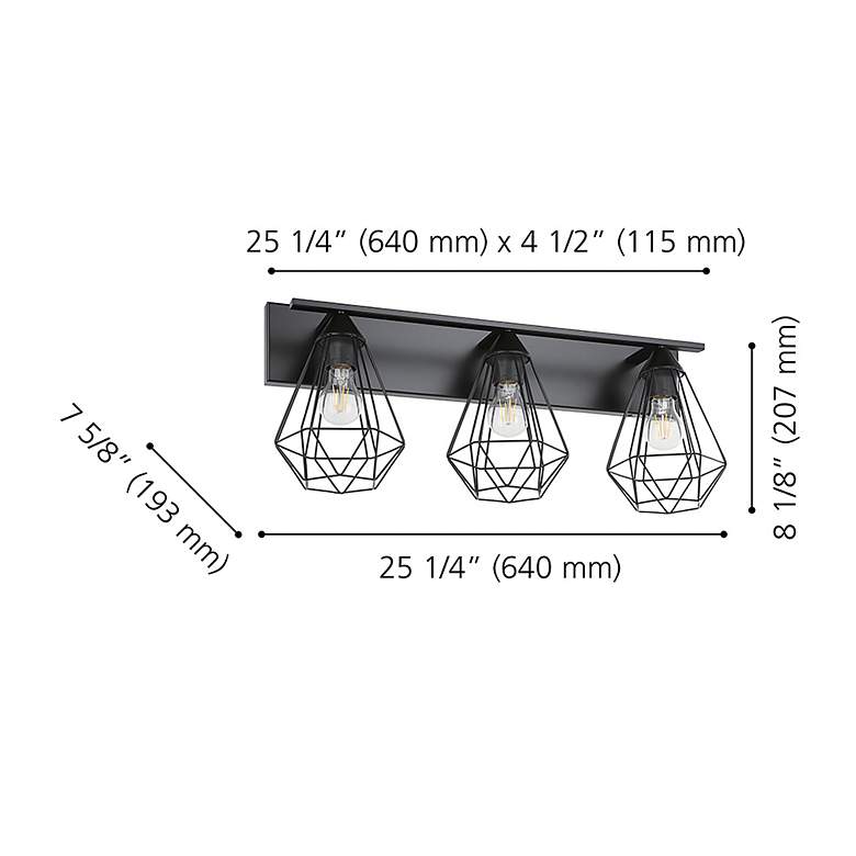 Image 5 Eglo Tarbes 25 1/4" Wide Matte Black 3-Light Bath Light more views
