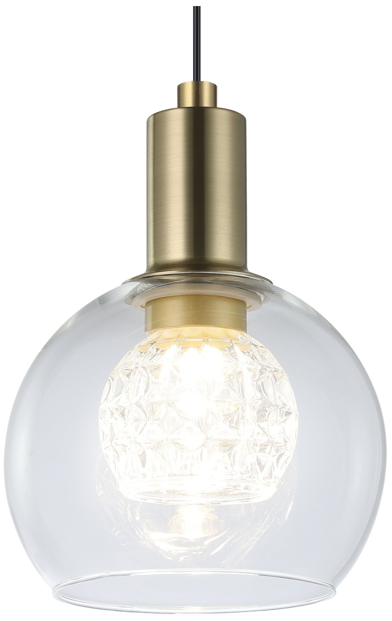 Image 3 Eglo Terque 1 Light Black & Brushed Gold LED Pendant Light w/ Glass Shade more views