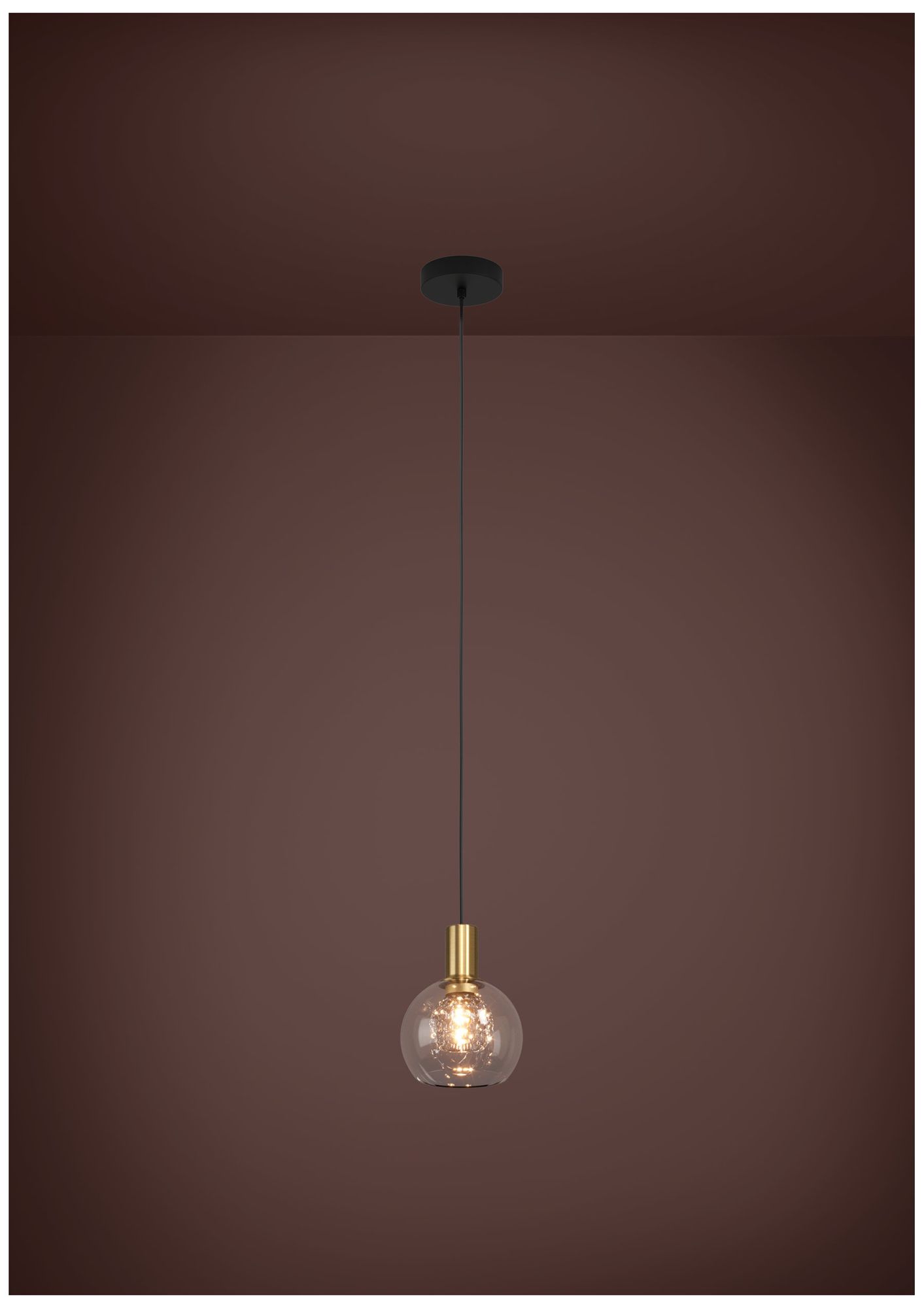 Image 5 Eglo Terque 1 Light Black & Brushed Gold LED Pendant Light w/ Glass Shade more views