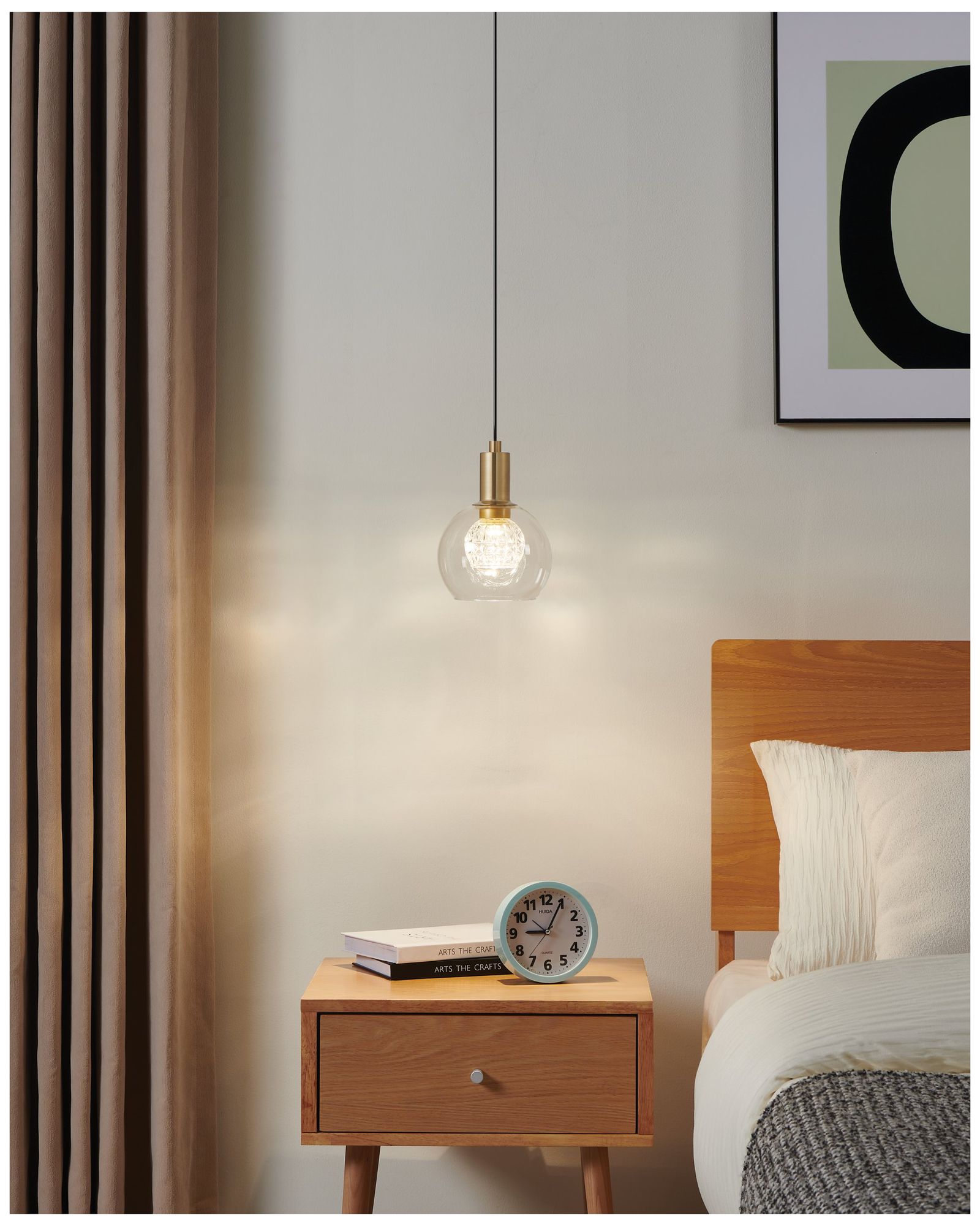 Image 6 Eglo Terque 1 Light Black & Brushed Gold LED Pendant Light w/ Glass Shade more views