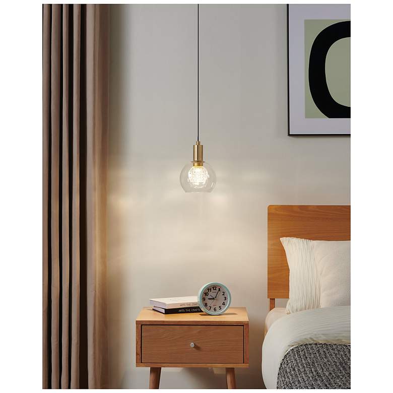 Image 6 Eglo Terque 1 Light Black & Brushed Gold LED Pendant Light w/ Glass Shade more views