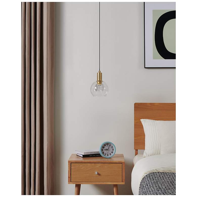 Image 7 Eglo Terque 1 Light Black & Brushed Gold LED Pendant Light w/ Glass Shade more views