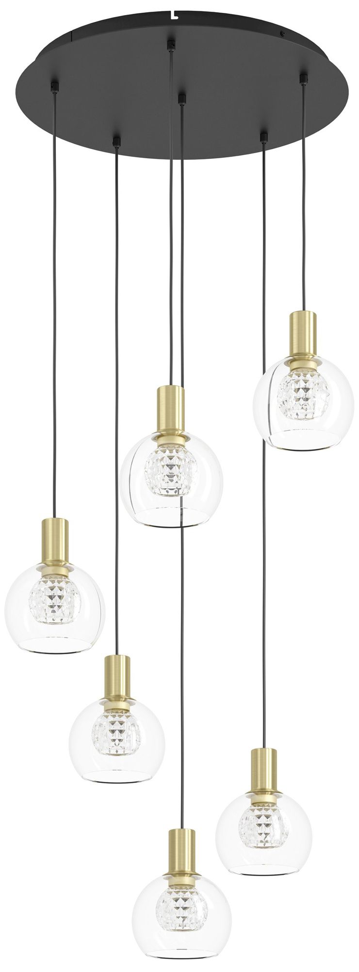 Image 2 Eglo Terque 21" 6 Light Black w/ Brushed Gold LED Pendant w/ Glass Sha