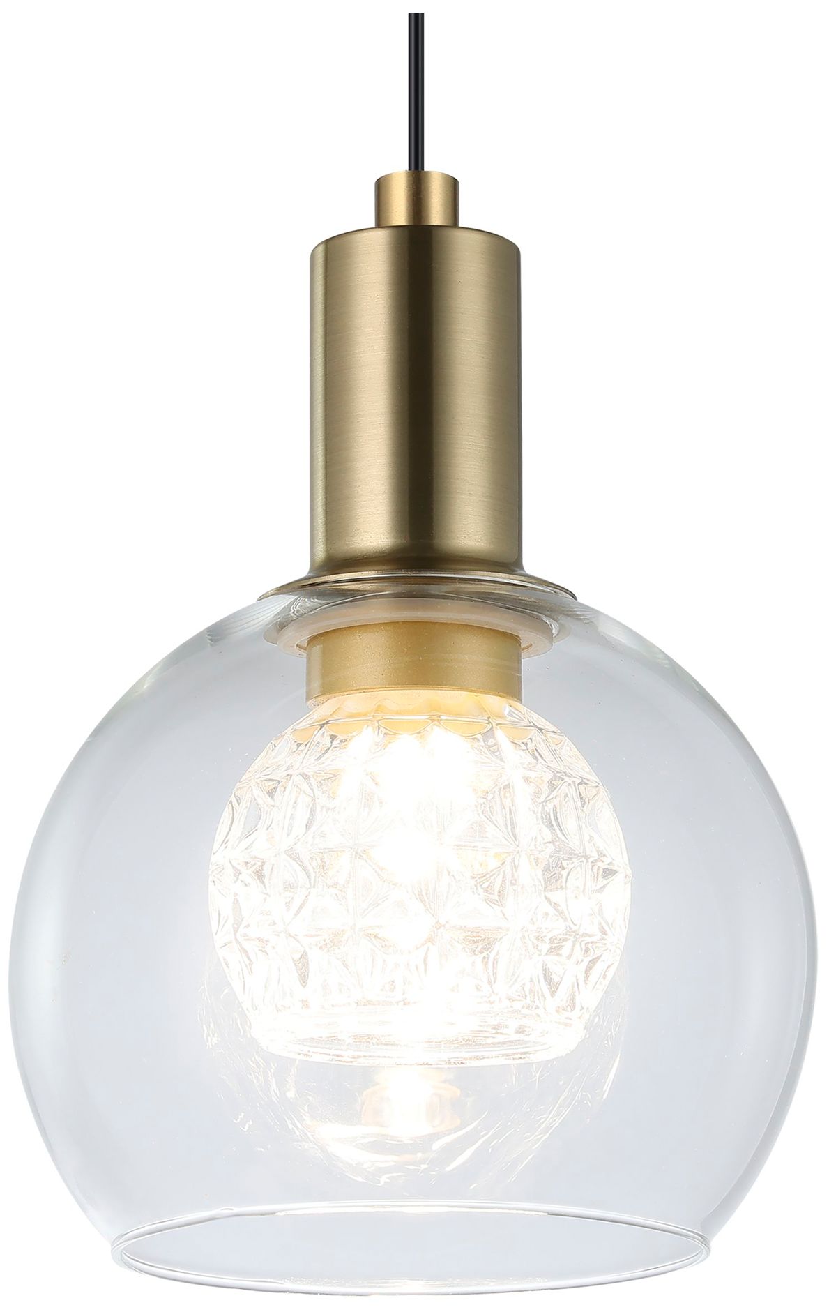 Image 4 Eglo Terque 21" 6 Light Black w/ Brushed Gold LED Pendant w/ Glass Sha more views