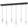 1_Eglo Terque 54" 6 Light Black & Brushed Gold LED Pendant w/ Glass Shades