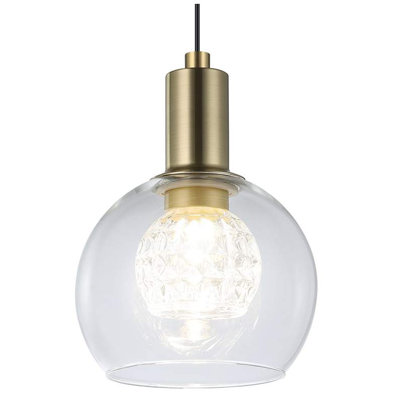 Image 3 Eglo Terque 54" 6 Light Black & Brushed Gold LED Pendant w/ Glass Shades more views