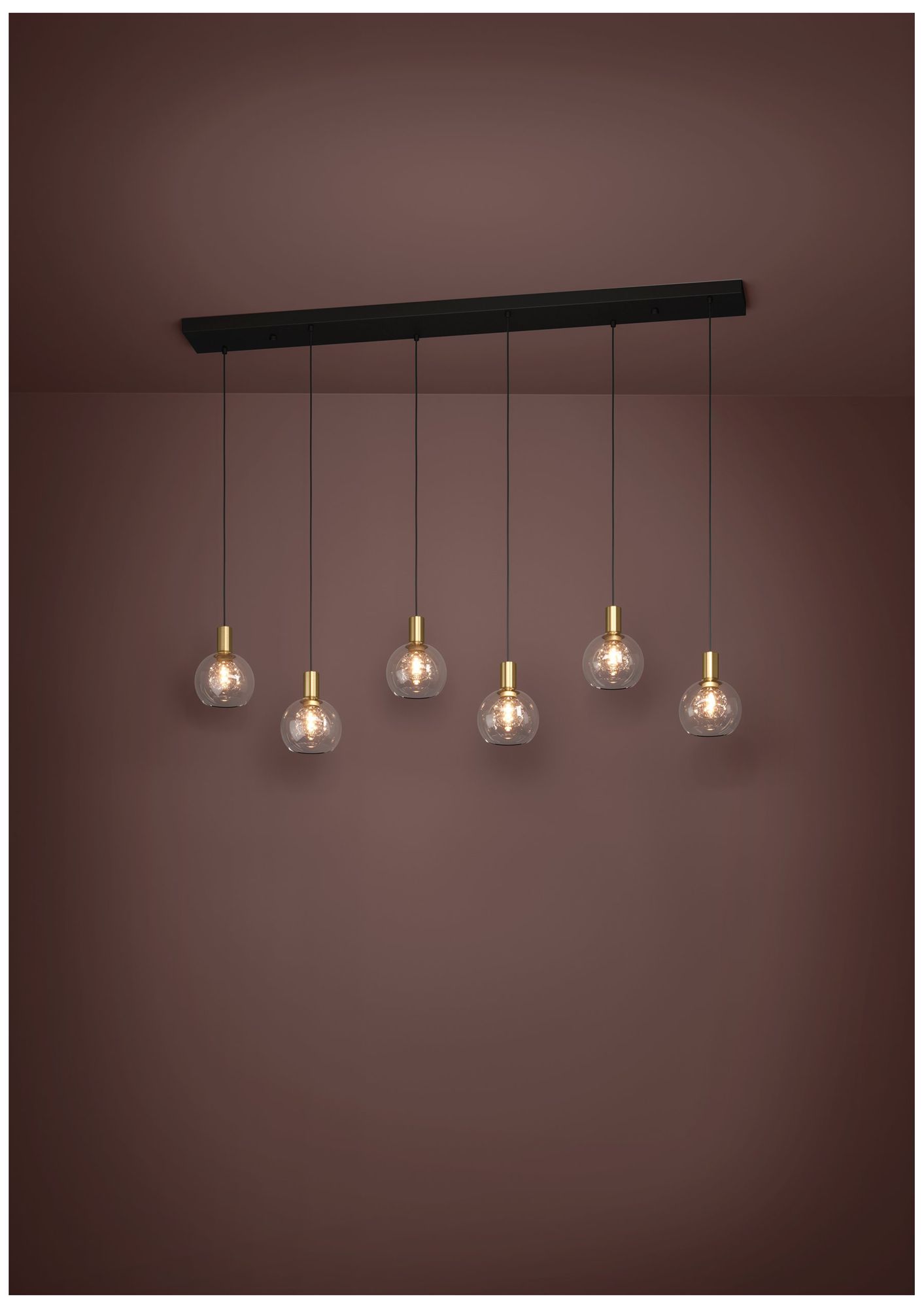 Image 4 Eglo Terque 54" 6 Light Black & Brushed Gold LED Pendant w/ Glass Shades more views