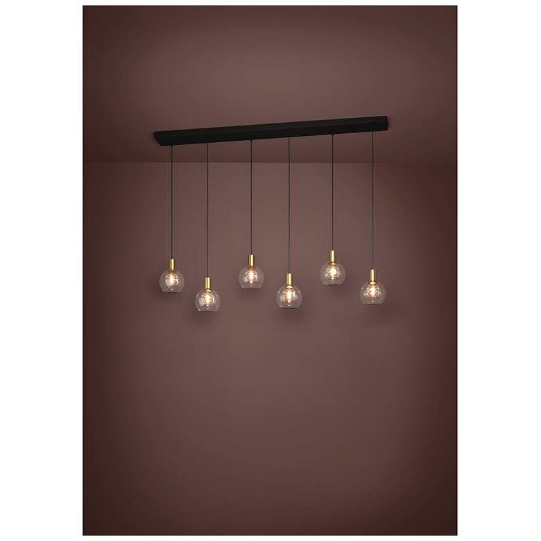 Image 4 Eglo Terque 54" 6 Light Black & Brushed Gold LED Pendant w/ Glass Shades more views