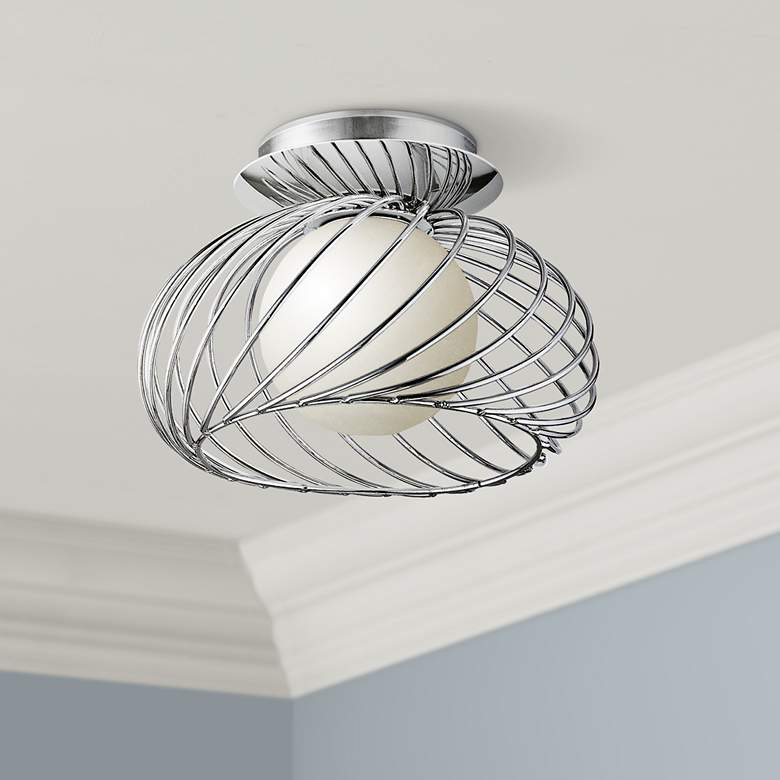 Image 1 Eglo Thebe 8 inch Wide Opal Frosted Glass Ceiling Light