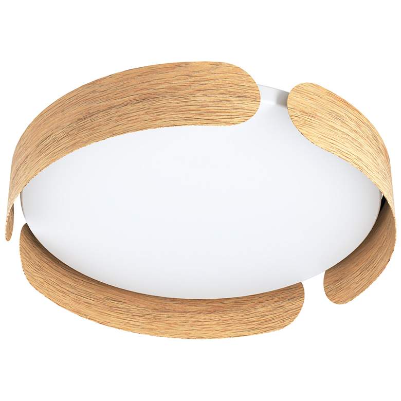 Image 1 Eglo Valcasotto 15 3/4"W Wood and White LED Ceiling Light