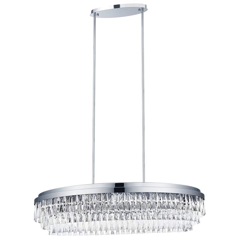 Image 1 Eglo Valparaiso 1 13 Light Chrome Chandelier w/ Clear Glass Crystal Shade