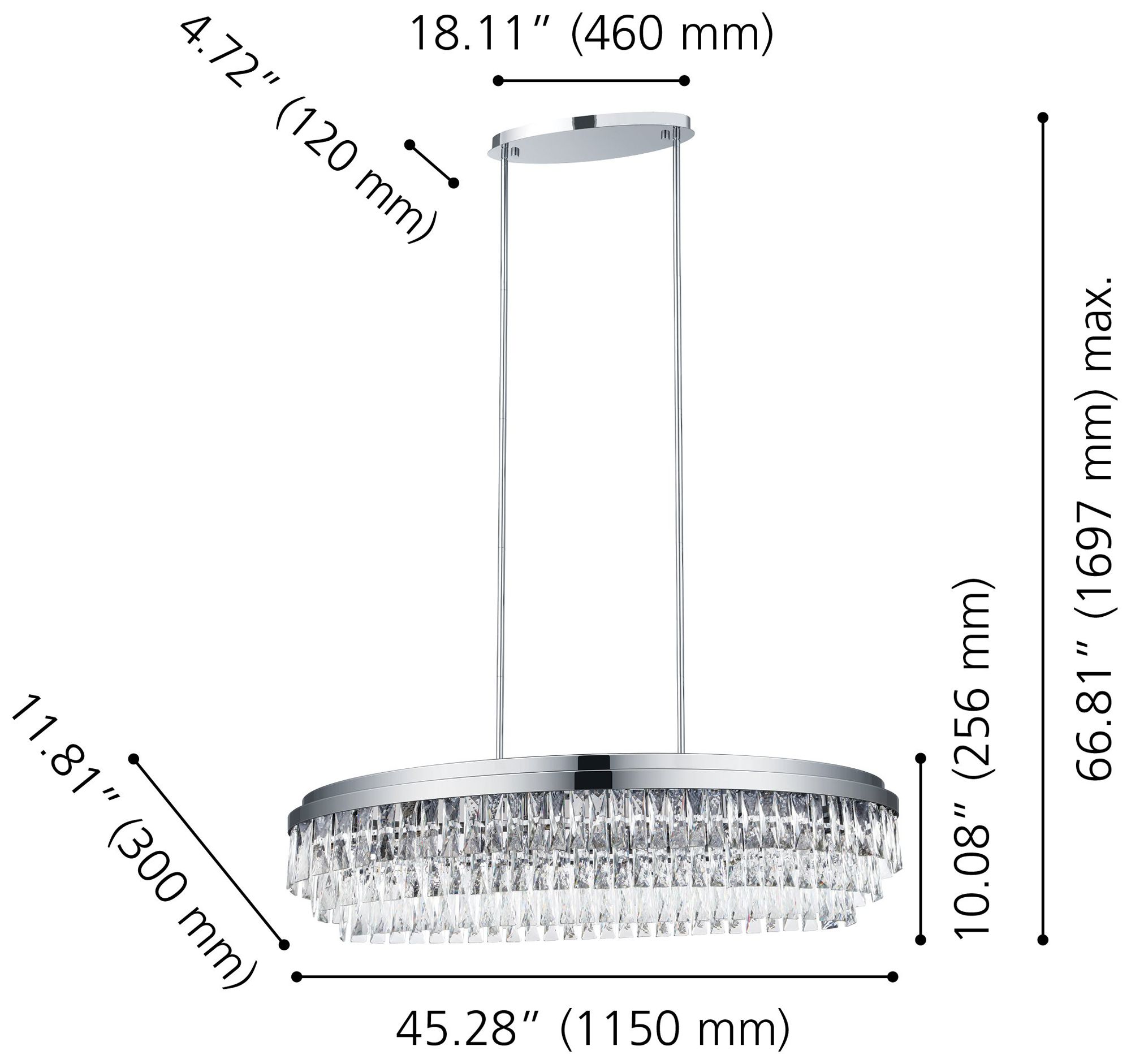 Image 2 Eglo Valparaiso 1 13 Light Chrome Chandelier w/ Clear Glass Crystal Shade more views