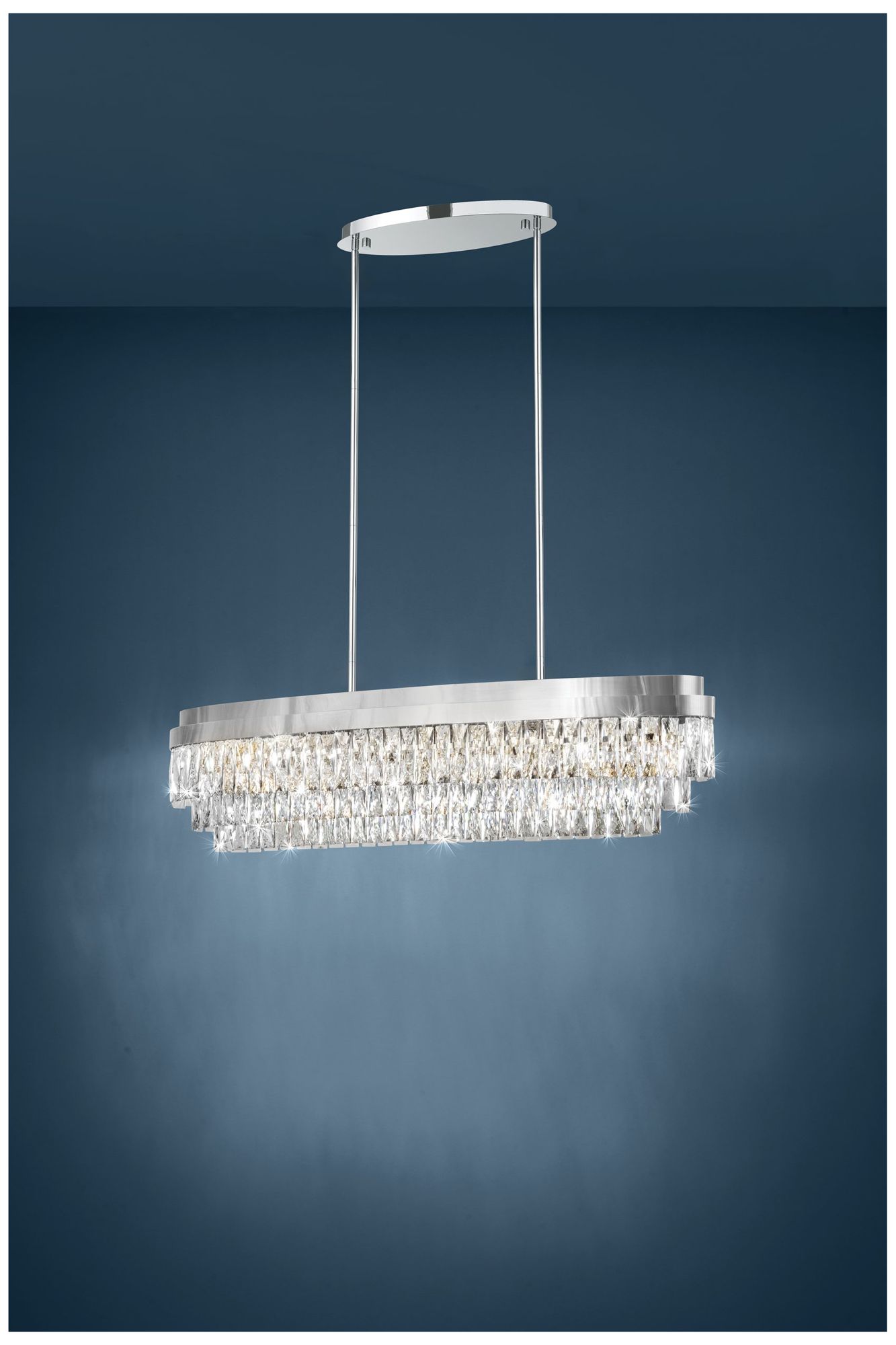 Image 5 Eglo Valparaiso 1 13 Light Chrome Chandelier w/ Clear Glass Crystal Shade more views