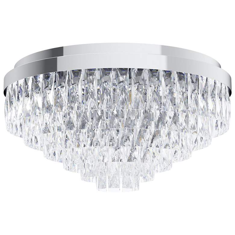 Image 1 Eglo Valparaiso 1 23" 11 Light Chrome Flush Mount, Clear Crystal Shade