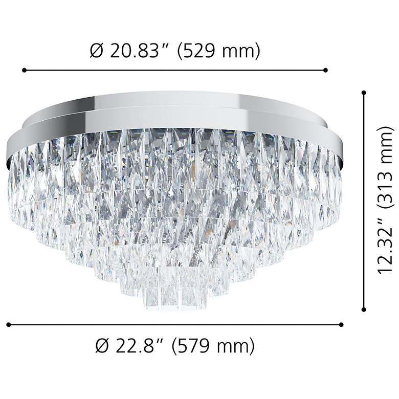 Image 2 Eglo Valparaiso 1 23" 11 Light Chrome Flush Mount, Clear Crystal Shade more views