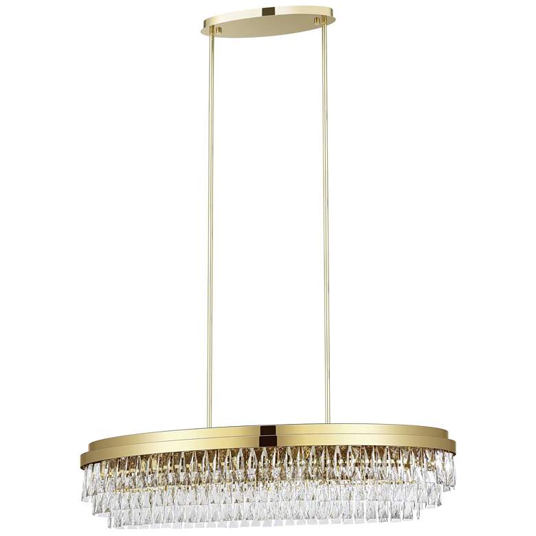 Image 1 Eglo Valparaiso 13 Light Gold Chandelier with Clear Glass Crystal Shade