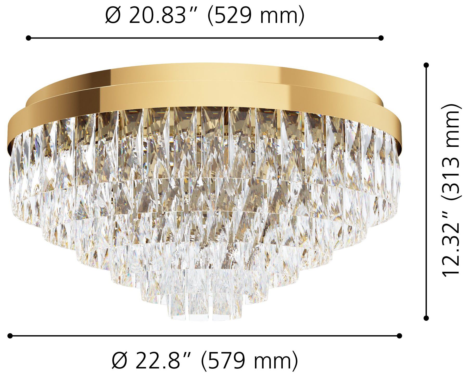 Image 2 Eglo Valparaiso 23" 11 Light Gold Flush Mount w/ Clear Glass Crystal Shade more views