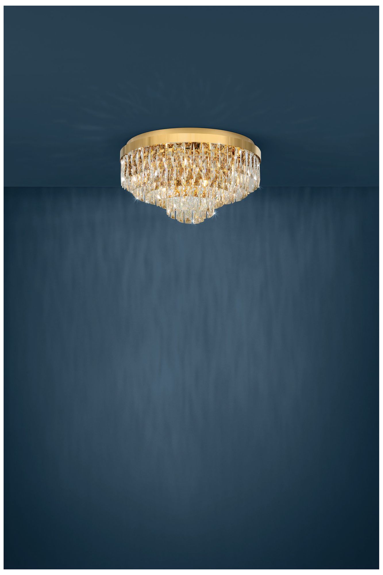 Image 4 Eglo Valparaiso 23" 11 Light Gold Flush Mount w/ Clear Glass Crystal Shade more views