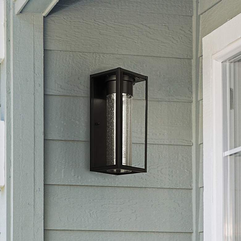 Image 2 Eglo Walker Hill 12" High Matte Black LED Outdoor Wall Light