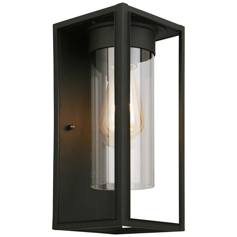 Image 1 Eglo Walker Hill 12" High Matte Black Outdoor Wall Light