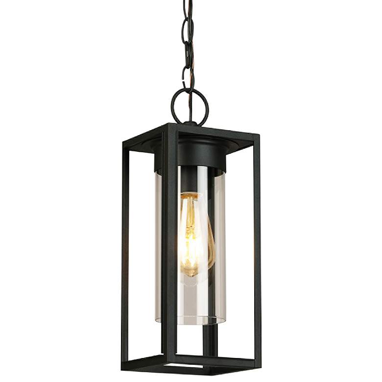 Image 2 Eglo Walker Hill 14 1/2 inchH Matte Black Outdoor Hanging Light