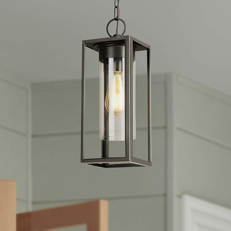 Image 1 Eglo Walker Hill 14 1/2"H Oil-Rubbed Bronze Outdoor Hanging Light