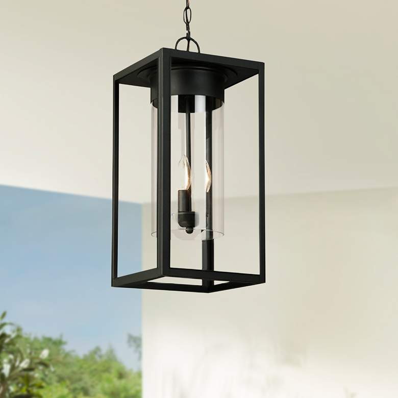 Image 1 Eglo Walker Hill 20 3/4" High Matte Black Outdoor Hanging Light
