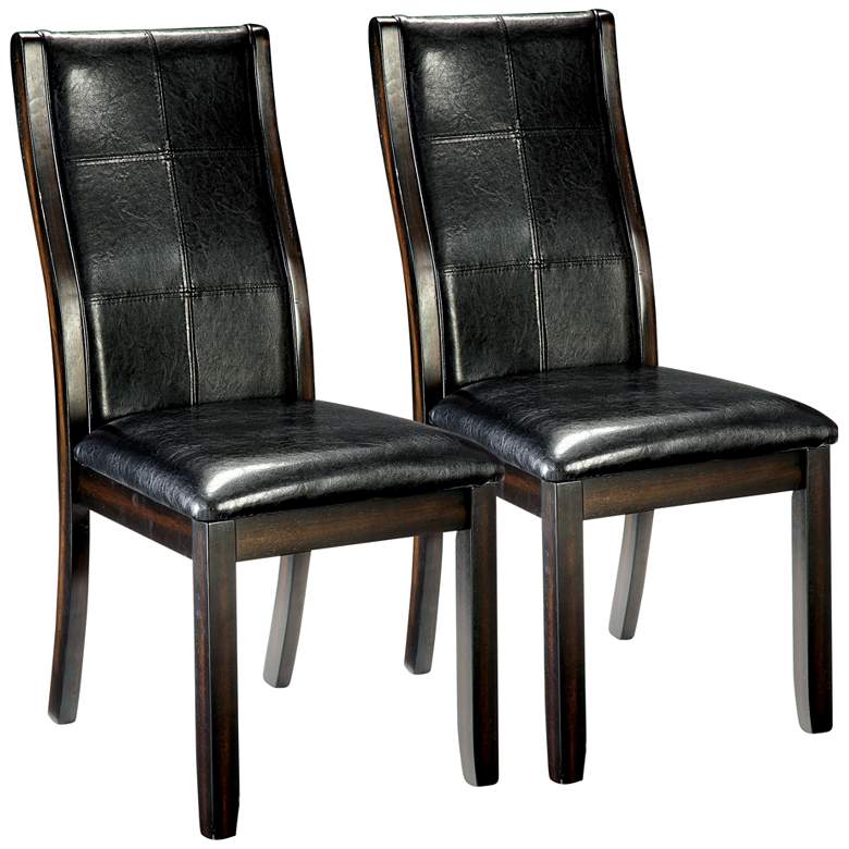 Image 1 Egnew Black Faux Leather Side Chairs Set of 2