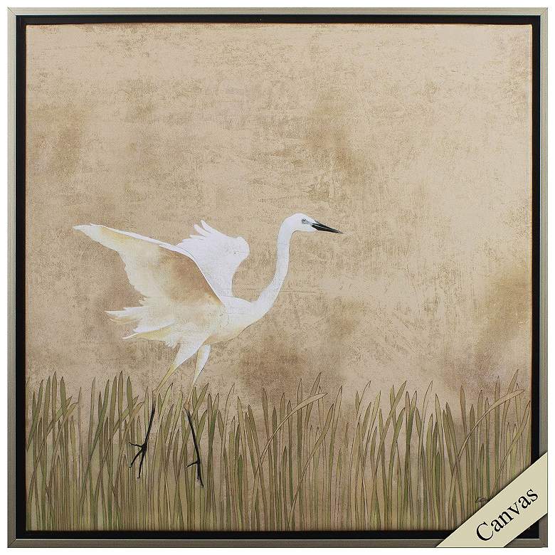 Image 1 Egret Alighting I 30"W x 30"H Canvas