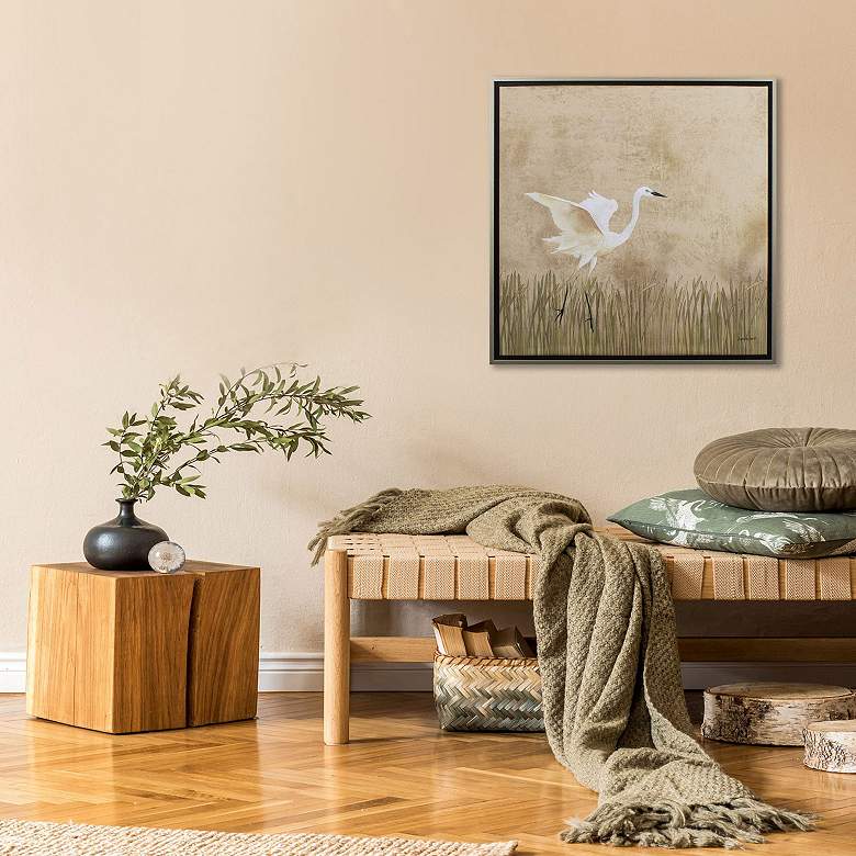 Image 2 Egret Alighting I 30"W x 30"H Canvas more views