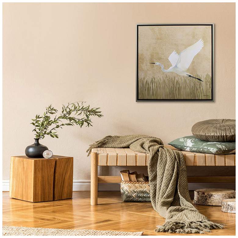 Image 3 Egret Alighting II 30"W x 30"H Canvas more views