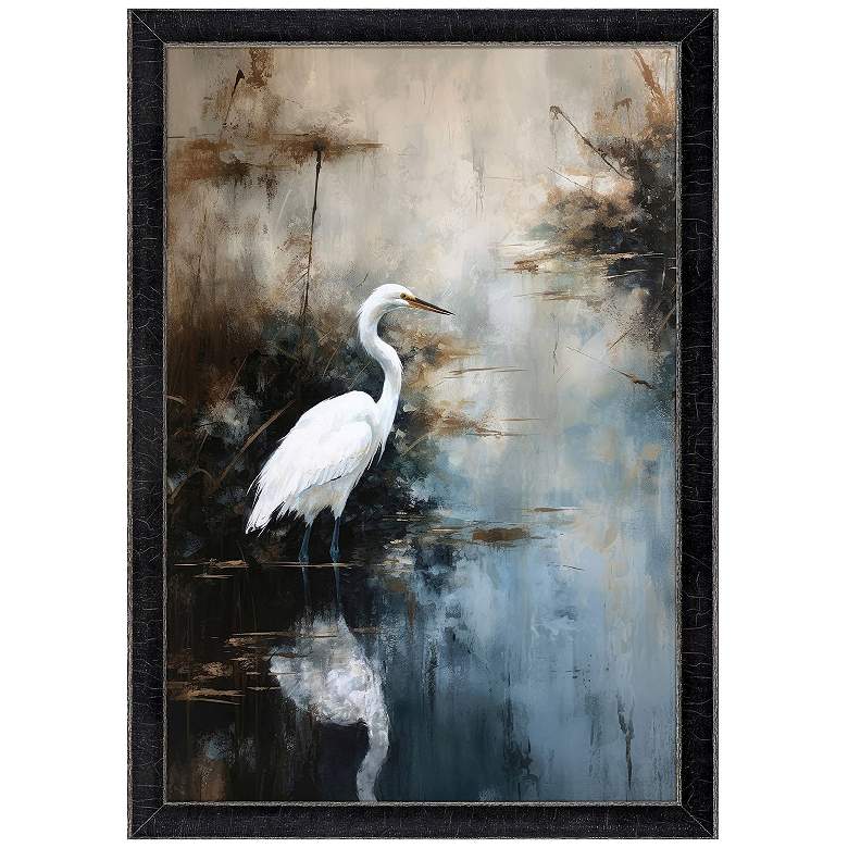 Image 1 Egret in Lake 40"W x 52"H Framed Art
