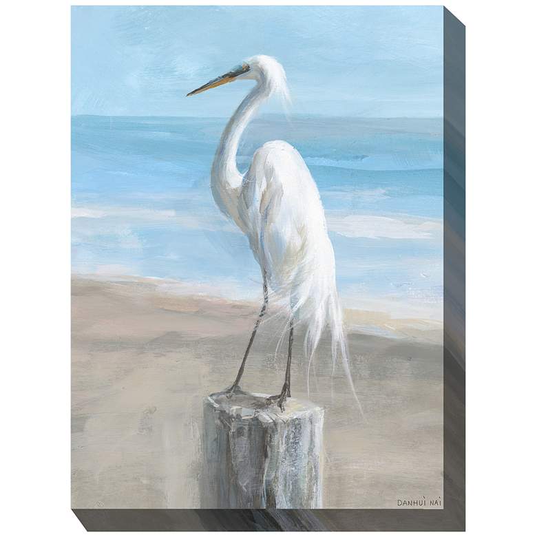 Image 1 Egret Portrait 40" High Rectangular Outdoor Canvas Wall Art