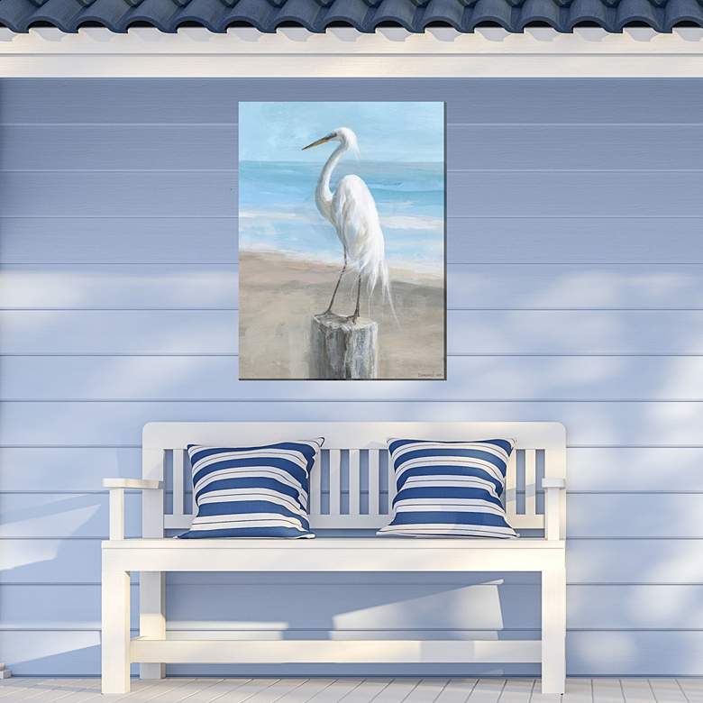 Image 2 Egret Portrait 40" High Rectangular Outdoor Canvas Wall Art more views