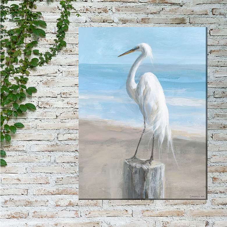 Image 3 Egret Portrait 40" High Rectangular Outdoor Canvas Wall Art more views