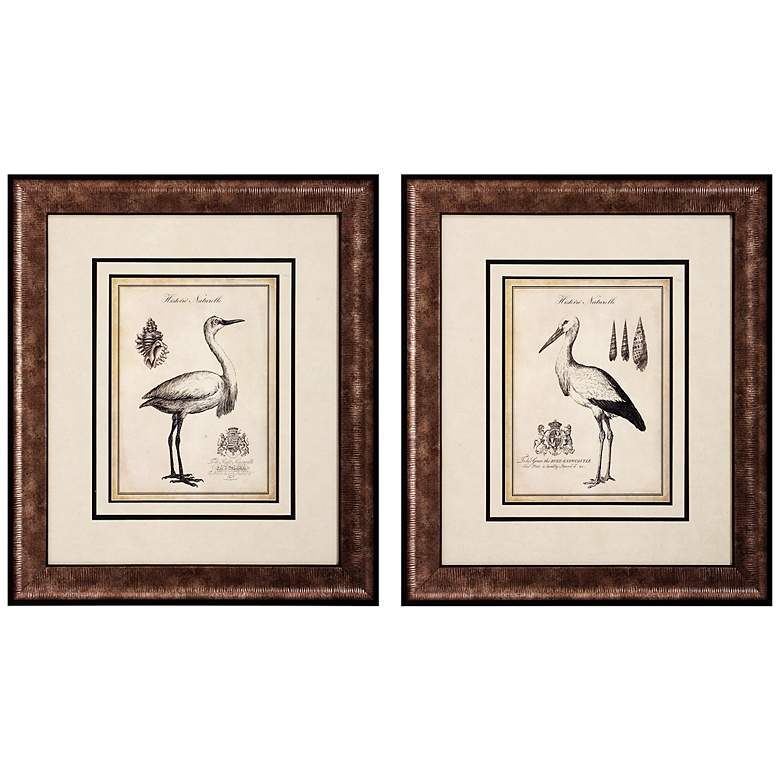 Image 1 Egret Stork 30 inch High 2-Piece Wall Art Set
