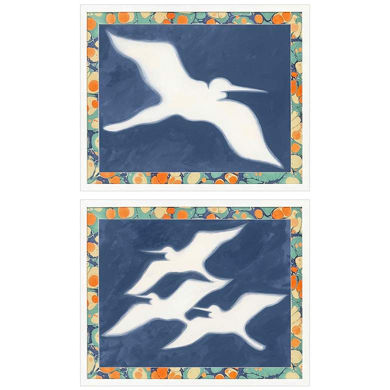 Image 1 Egrets Flight 28"W x 22"H Framed Wall Art Set of 2