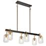 Thumbnail1 of Ehart 33" Wide Gold and Black 6-Light Kitchen Island Chandelier
